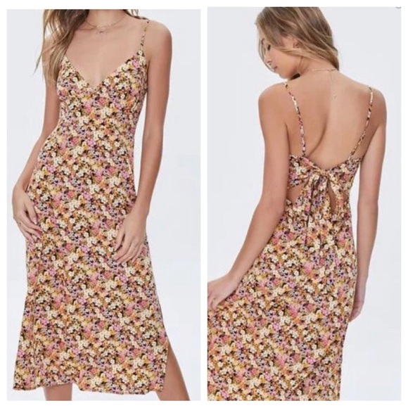 Floral Print Tie-Back Dress XS - Picture 2 of 10